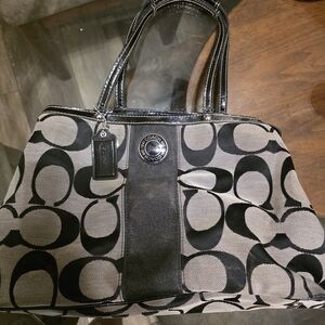 Coach Black and Gray Signature Tote Bag
